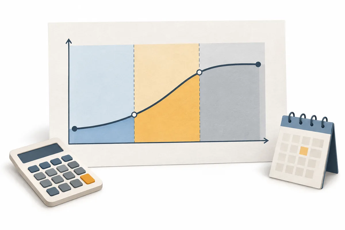 Roth IRA 자격을 낮은 소득, 감액 구간, 높은 소득으로 나눈 편집용 차트